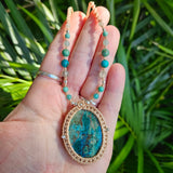 Ritual Collection Macrame Wrap Necklace - Chrysocolla in Sand