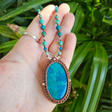 Ritual Collection Macrame Wrap Necklace - Chrysocolla in Coffee