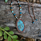 Ritual Collection Macrame Wrap Necklace - Shattuckite in Coffee