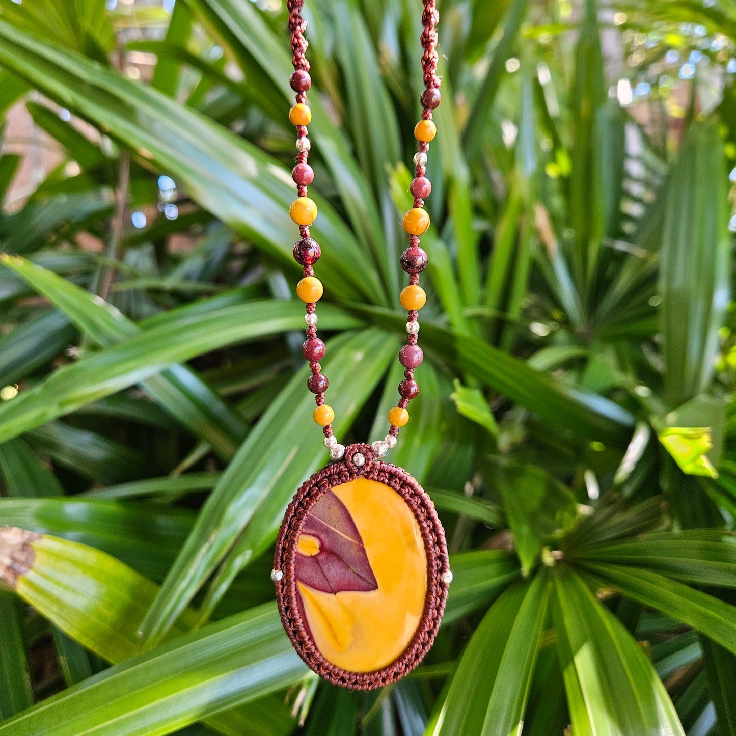 Ritual Collection Macrame Wrap Necklace - Mookaite in Mocha
