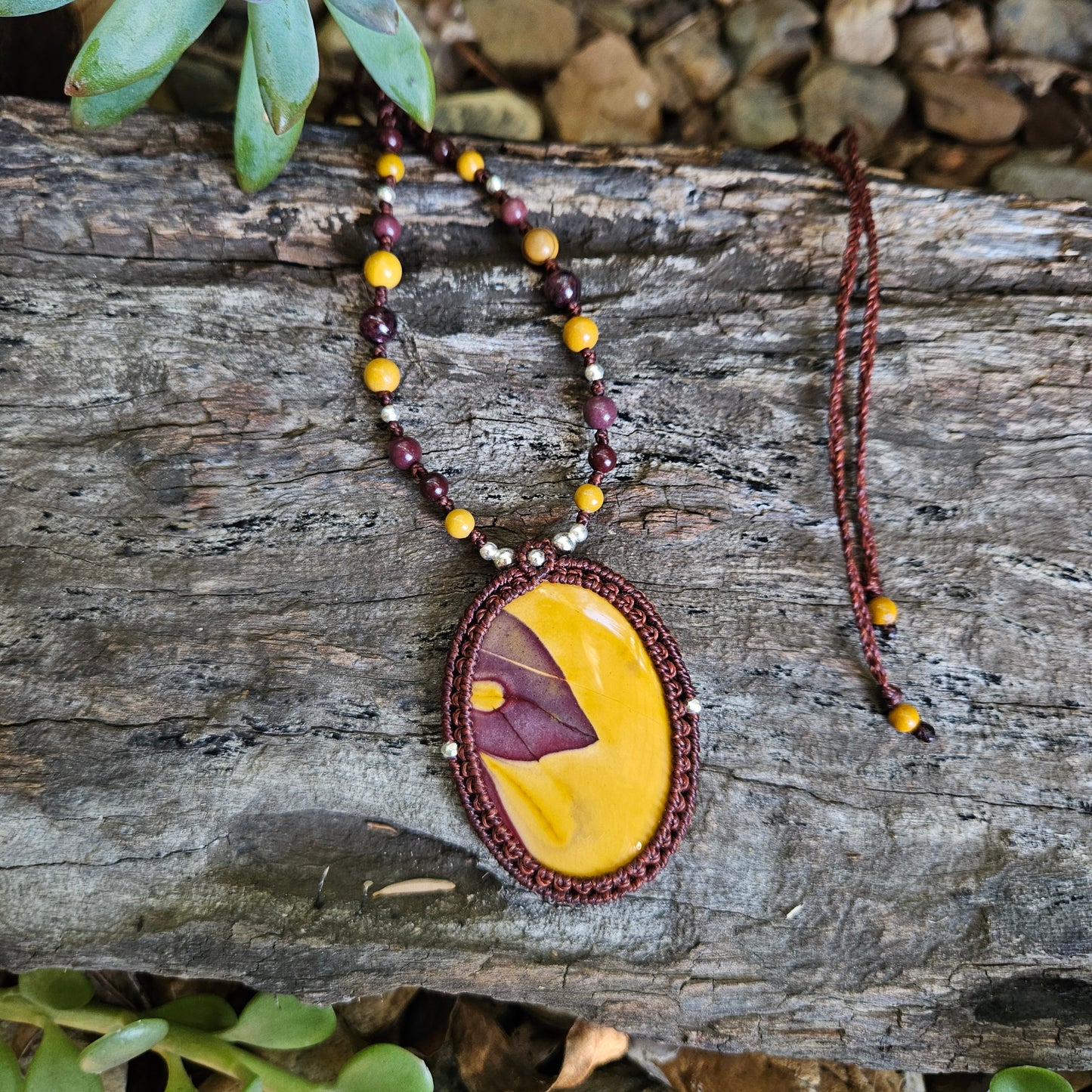 Ritual Collection Macrame Wrap Necklace - Mookaite in Mocha