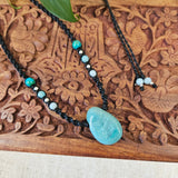 Shoreline macrame necklace - Chrysocolla