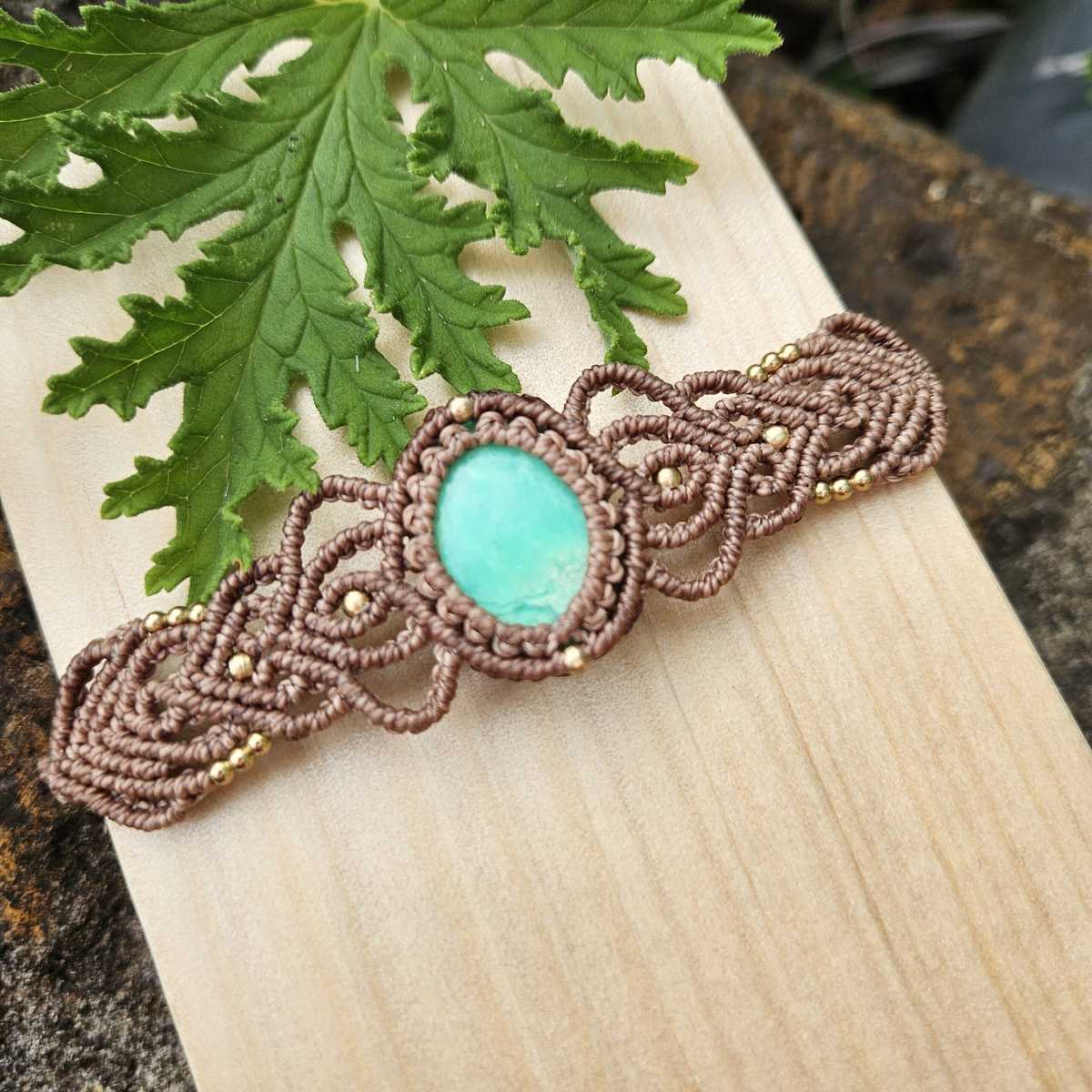 Chrysoprase Cuff Bracelet - Tan image 0