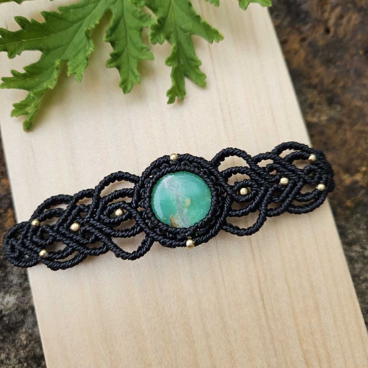 Chrysoprase Cuff Bracelet - Black image 2