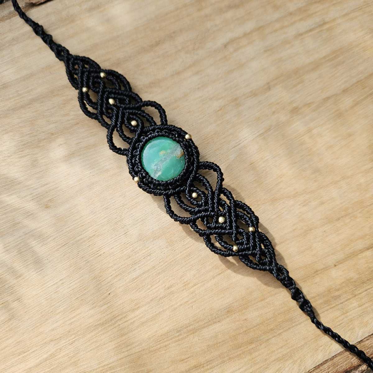 Chrysoprase Cuff Bracelet - Black image 1