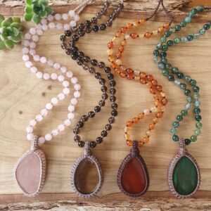 Crystal Macrame Half Mala Necklaces