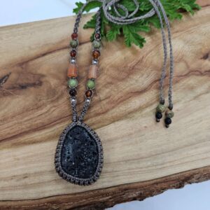 Lava Stone Macrame Necklace