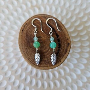 Chrysoprase Leaf Earrings