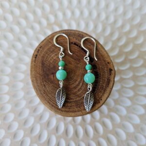 Chrysoprase Twisted Leaf Earrings
