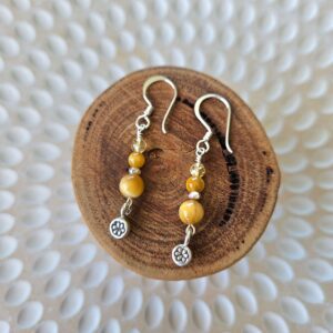 Golden Tiger Eye & Citrine Flower Earrings