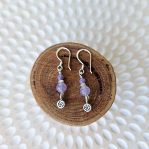 Amethyst & Lepidolite Flower Earrings