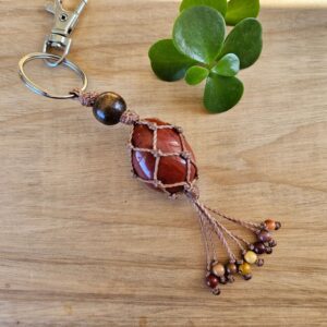 Red Jasper Keyring/Bag Charm - Tan